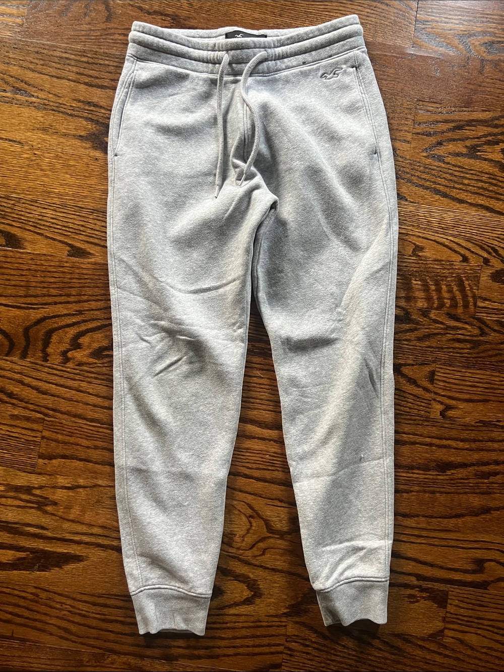 Hollister Light Gray Men's Fleece Joggers with Drawstring